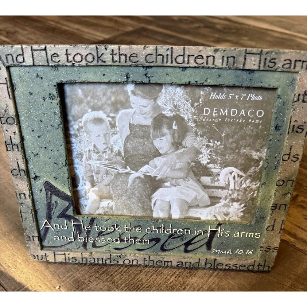 Vintage Rustic Resin Mark 10:16 Scripture Picture Frame Christian 5x7 Nursery